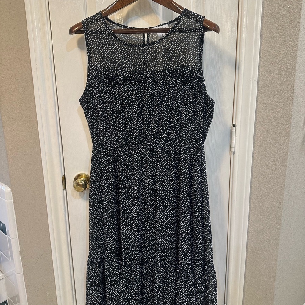 Nicole Miller Sundress Black and White Sleeveless Elastic Waist Dress Size 16 - Picture 6 of 12